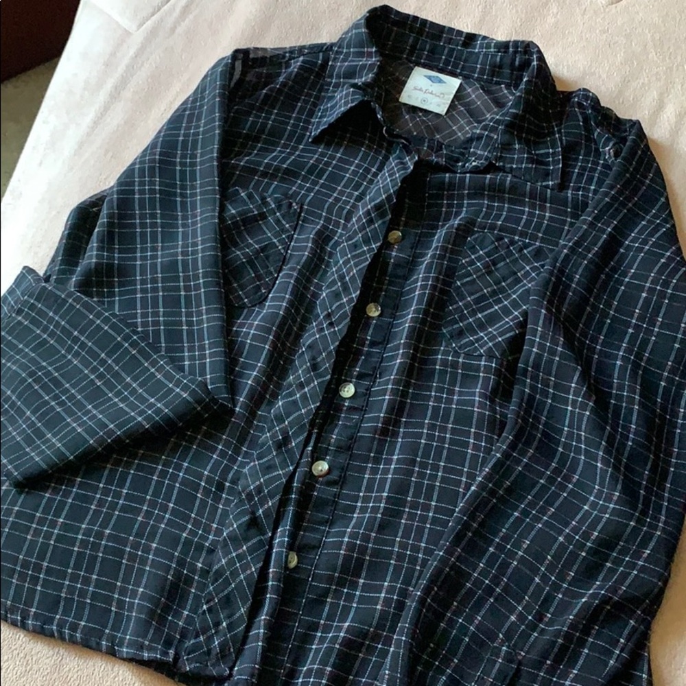 Windowpane Sheer Button Up Shirt
